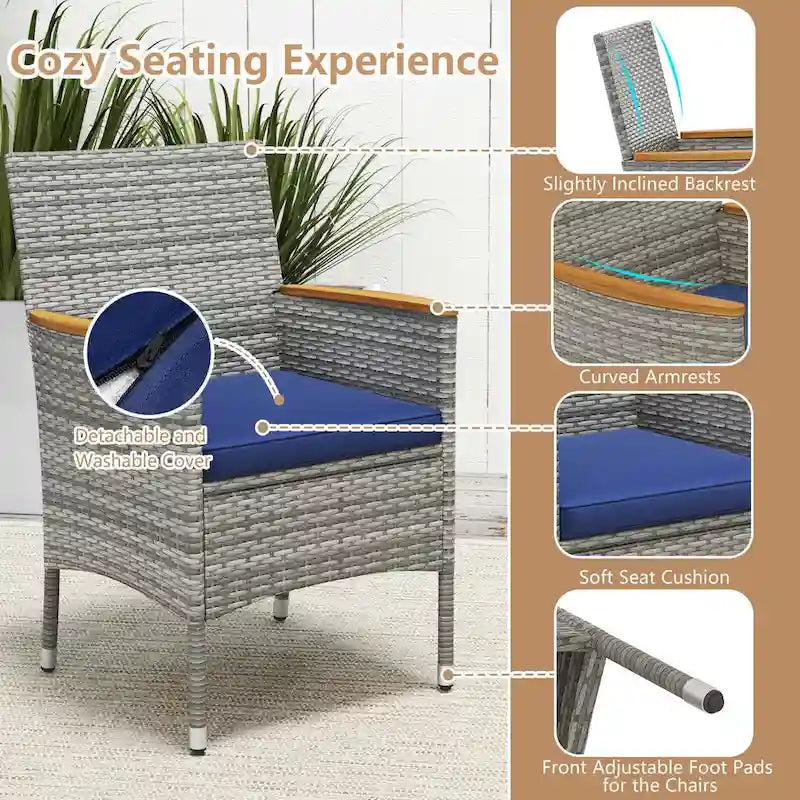 Costway 9 PCS Patio Dining Set for 8 Table and PE Rattan Chairs with