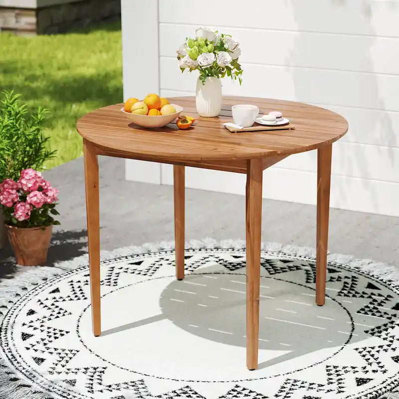 Costway Round Outdoor Dining Table for 4 People 36 inch Acacia Wood - See Details