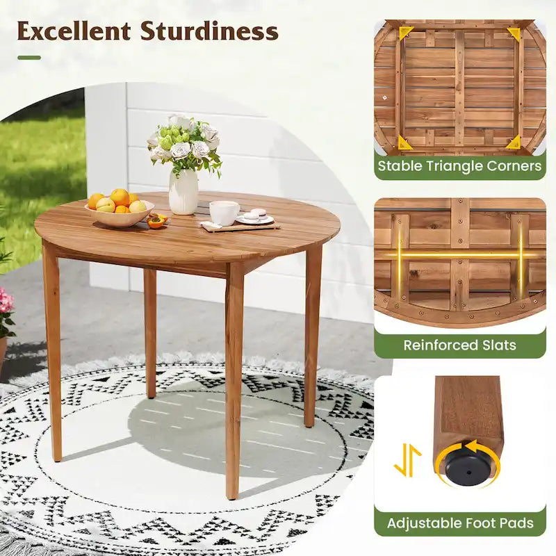 Costway Round Outdoor Dining Table for 4 People 36 inch Acacia Wood - See Details