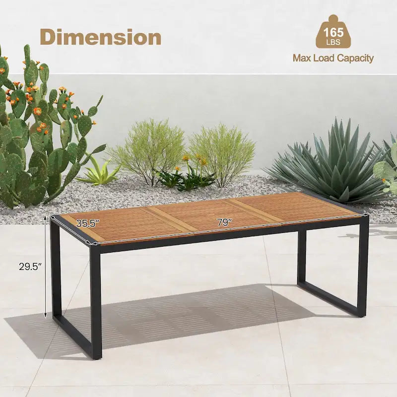 Costway 79 Acacia Wood 8-Person Patio Table with 1.9 Umbrella Hole, - See Details