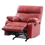 Faux Leather Upholstered Reclining Chair with Padded Arms - 39 - Red
