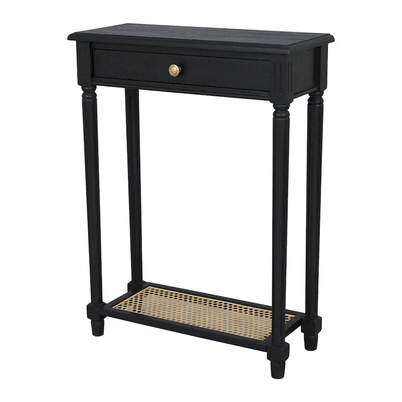 Lenora 1-drawer Solid Wood Console Accent Table with Cane Shelf by East at Main
