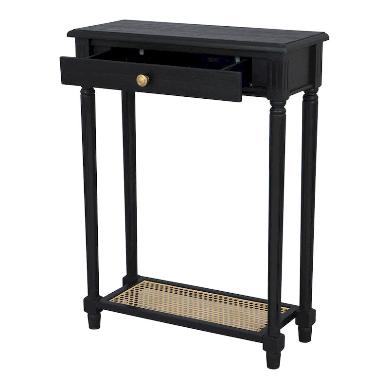 Lenora 1-drawer Solid Wood Console Accent Table with Cane Shelf by East at Main