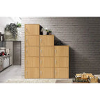 Hodedah 4 Door Enclosed Multipurpose Storage Cabinet for Home or Office, Beech - 35