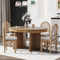 Oak Veneer Extendable Dining Set - Round to Oval - 5 Pieces for 4