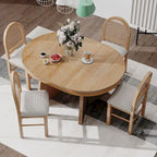 Oak Veneer Extendable Dining Set - Round to Oval - 5 Pieces for 4