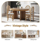 Oak Veneer Extendable Dining Set - Round to Oval - 5 Pieces for 4
