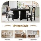 Oak Veneer Extendable Dining Set - Round to Oval - 5 Pieces for 4