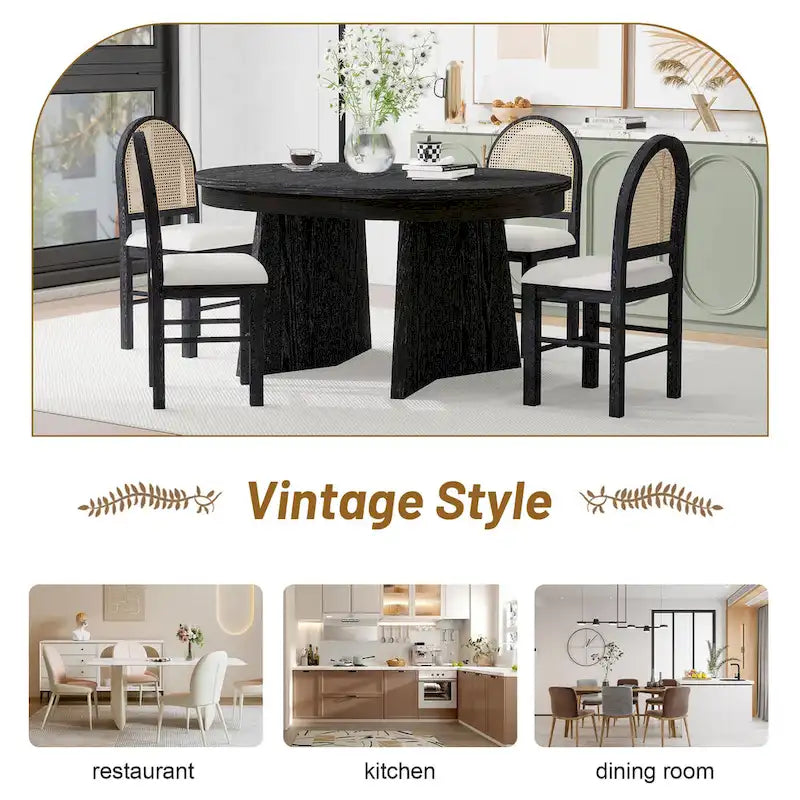 Oak Veneer Extendable Dining Set - Round to Oval - 5 Pieces for 4