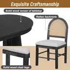 Oak Veneer Extendable Dining Set - Round to Oval - 5 Pieces for 4