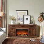 Farmhouse Fireplace TV Stand for Up to 80 TV, Entertainment Center