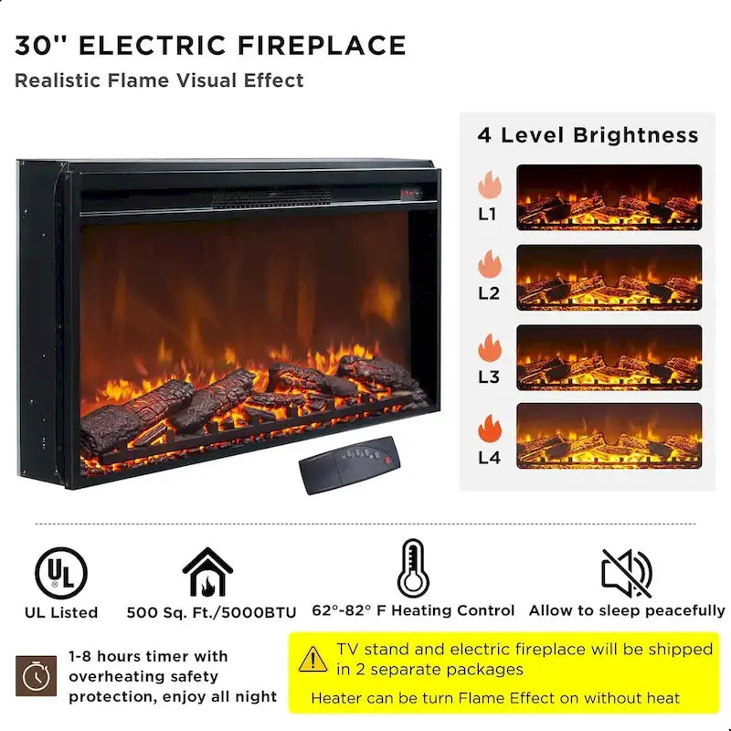 Farmhouse Fireplace TV Stand for Up to 80 TV, Entertainment Center