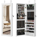 Costway Mirror Jewelry Cabinet with Full Length Clear Mirror & - 14.5 x 4 x 48.5/50.5 (L x W x H)