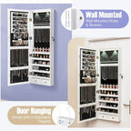 Costway Mirror Jewelry Cabinet with Full Length Clear Mirror & - 14.5 x 4 x 48.5/50.5 (L x W x H)