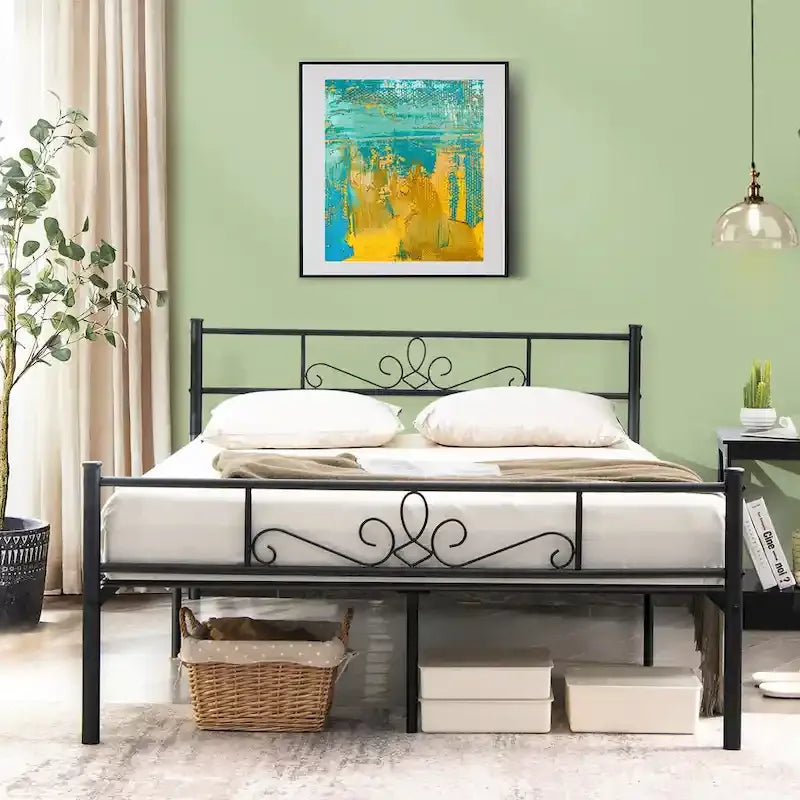 Costway Twin/Queen/Full Metal Platform Bed Frame with Headboard and