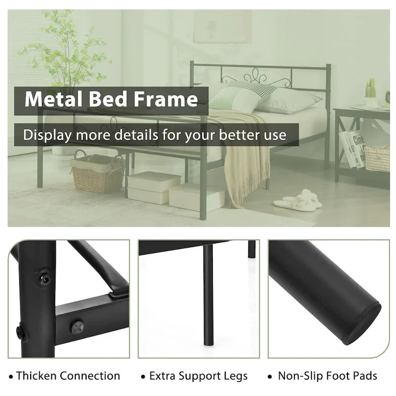 Costway Twin/Queen/Full Metal Platform Bed Frame with Headboard and