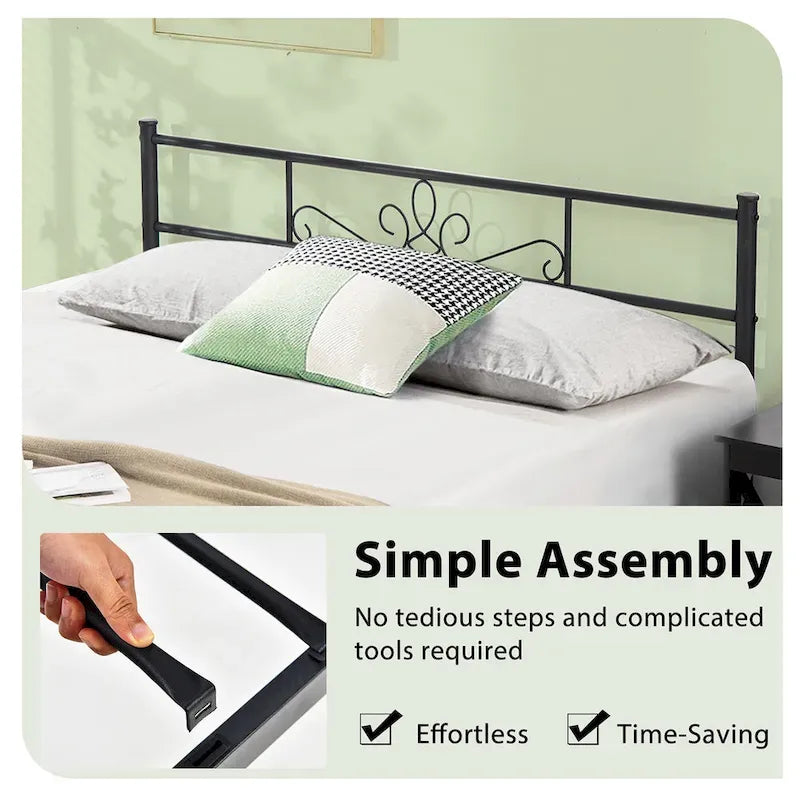 Costway Twin/Queen/Full Metal Platform Bed Frame with Headboard and