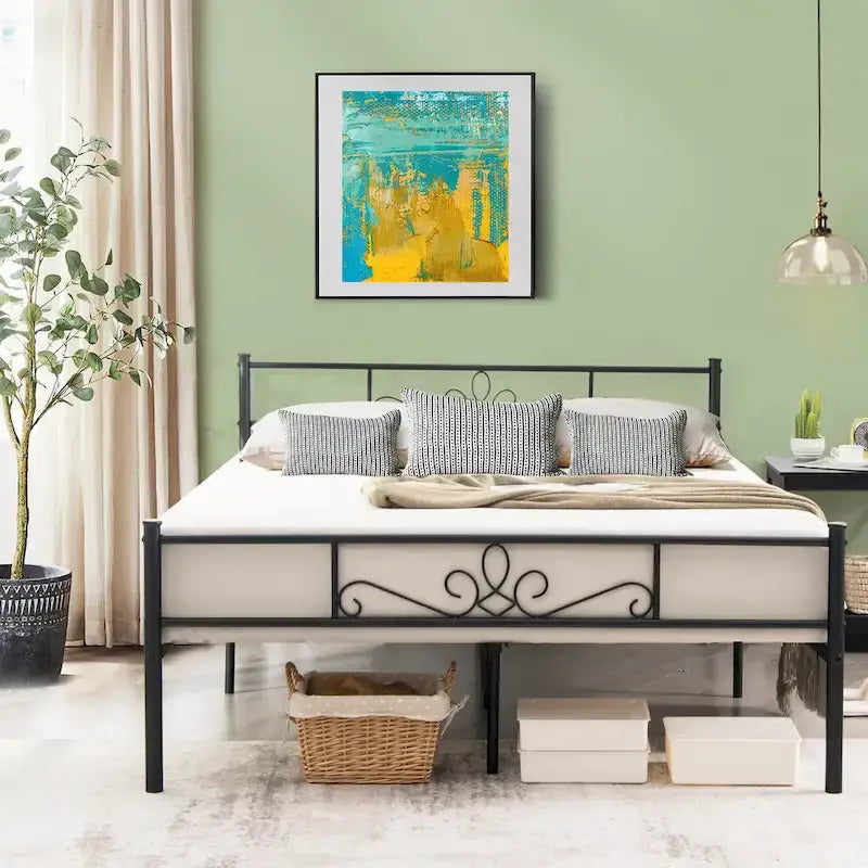 Costway Twin/Queen/Full Metal Platform Bed Frame with Headboard and