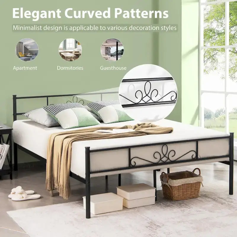 Costway Twin/Queen/Full Metal Platform Bed Frame with Headboard and