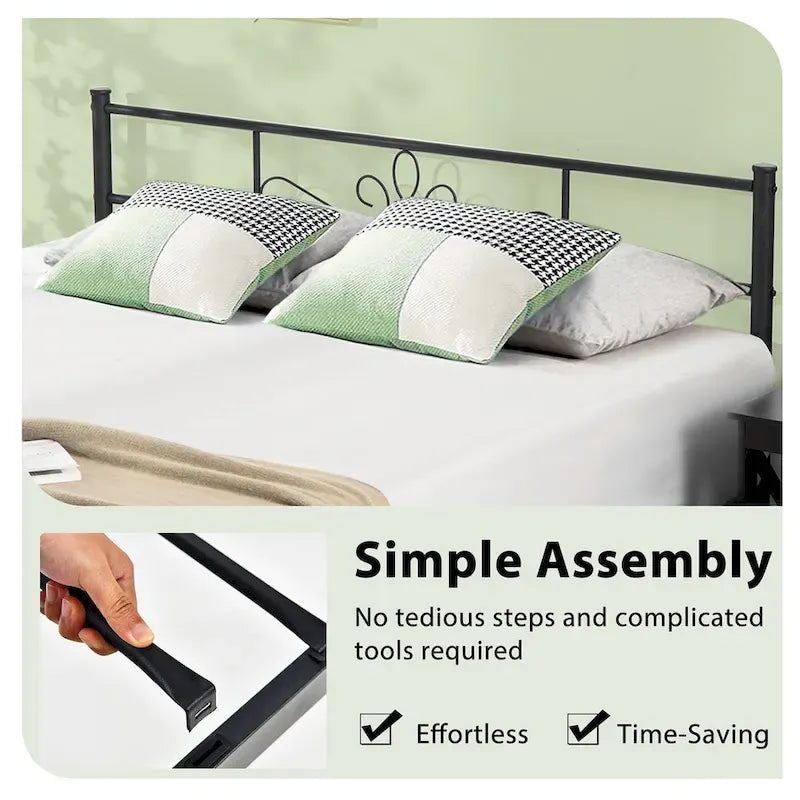 Costway Twin/Queen/Full Metal Platform Bed Frame with Headboard and