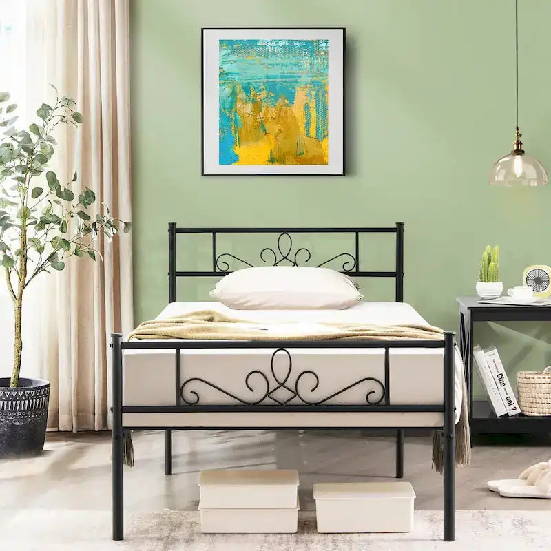 Costway Twin/Queen/Full Metal Platform Bed Frame with Headboard and