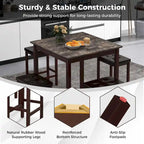 Costway 5 PCS Bar Table Set Square Dining Table & 4 PVC Leather