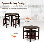 Costway 5 PCS Bar Table Set Square Dining Table & 4 PVC Leather
