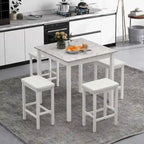 Costway 5 PCS Bar Table Set Square Dining Table & 4 PVC Leather