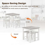 Costway 5 PCS Bar Table Set Square Dining Table & 4 PVC Leather