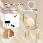 Costway Vanity Makeup Dressing Table Stool Set 3-Color Lighted Mirror - See Details
