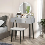Costway Vanity Makeup Dressing Table Stool Set 3-Color Lighted Mirror - See Details