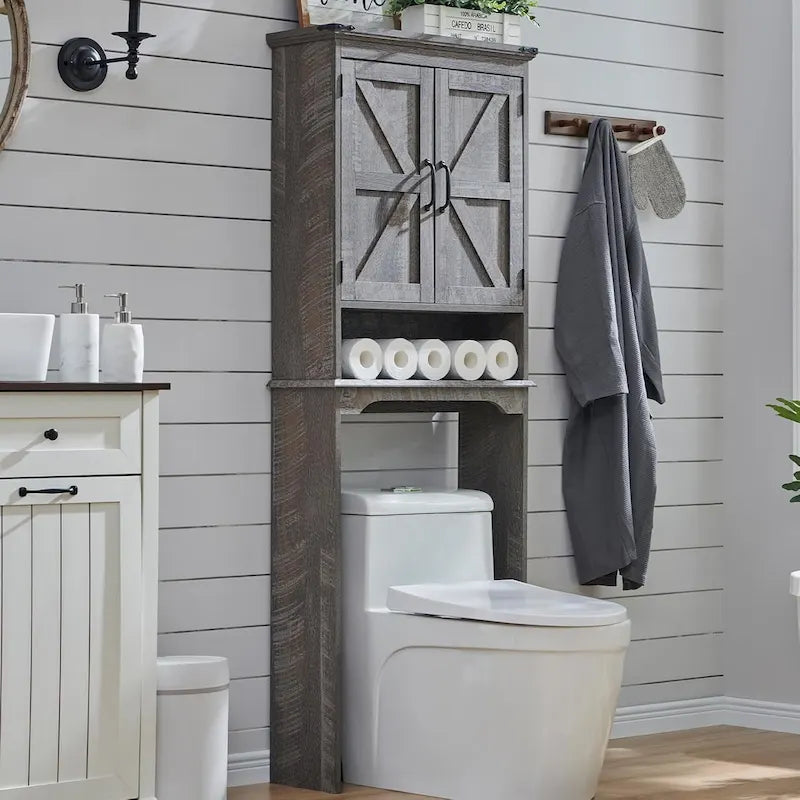 Farmhouse Over The Toilet Storage Cabinet, 67 Tall Bathroom Cabinet