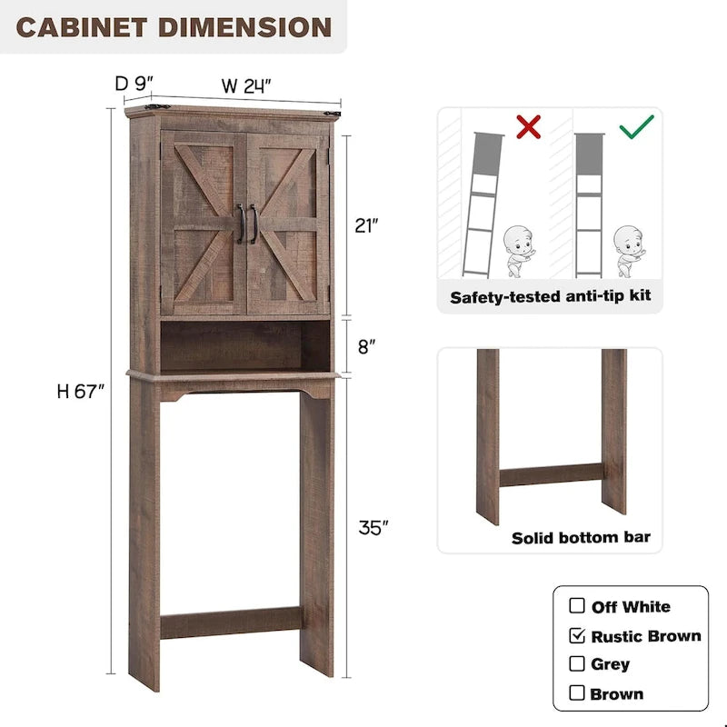 Farmhouse Over The Toilet Storage Cabinet, 67 Tall Bathroom Cabinet