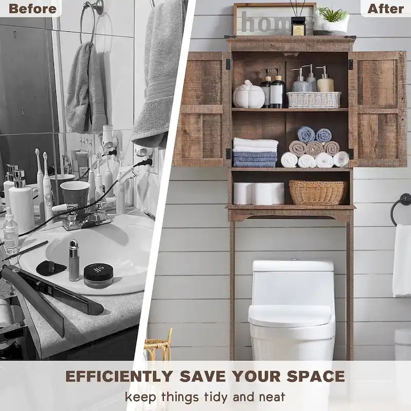 Farmhouse Over The Toilet Storage Cabinet, 67 Tall Bathroom Cabinet