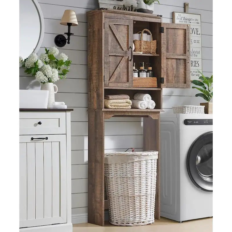 Farmhouse Over The Toilet Storage Cabinet, 67 Tall Bathroom Cabinet