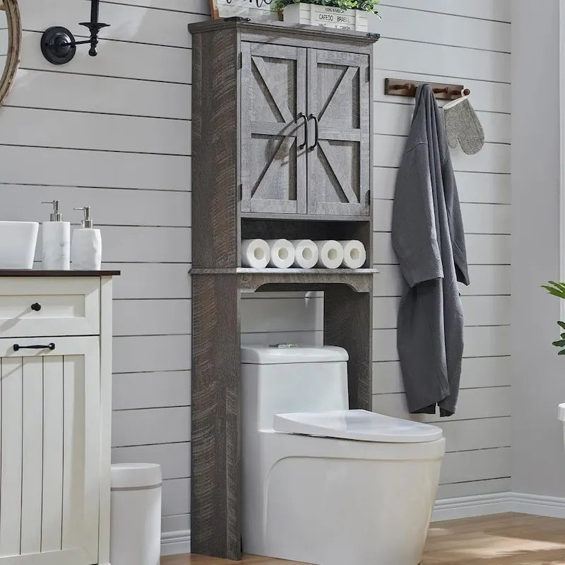 Farmhouse Over The Toilet Storage Cabinet, 67 Tall Bathroom Cabinet