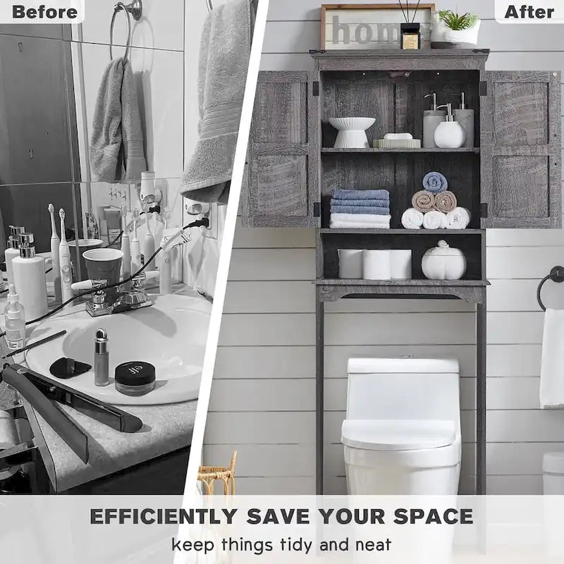 Farmhouse Over The Toilet Storage Cabinet, 67 Tall Bathroom Cabinet