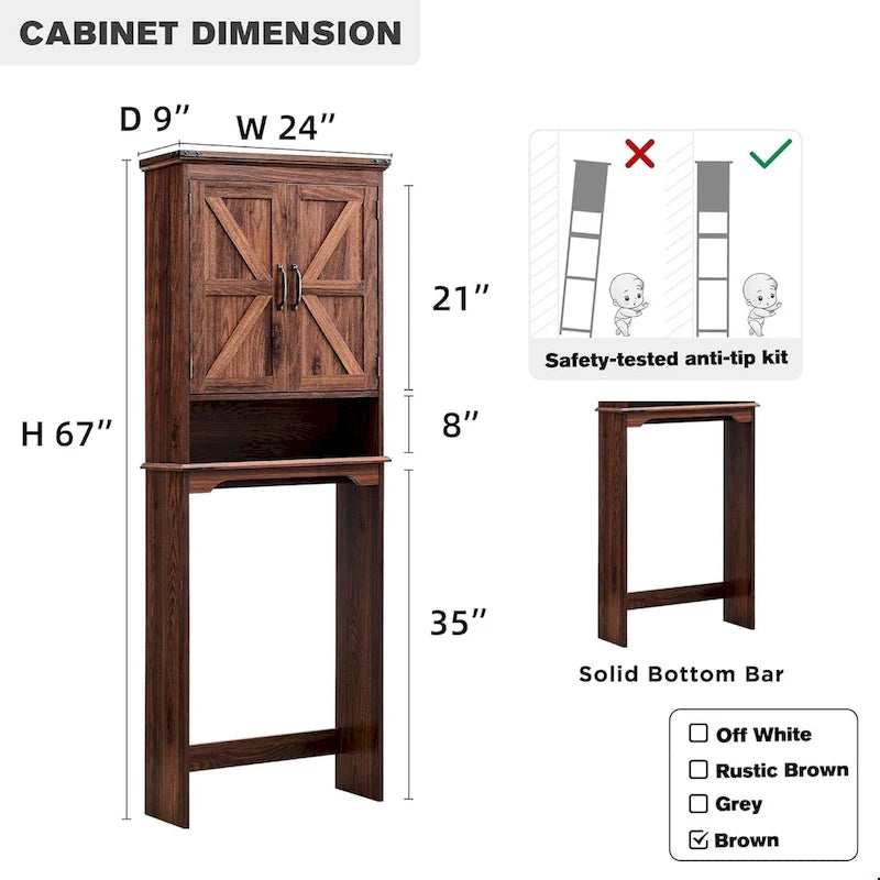 Farmhouse Over The Toilet Storage Cabinet, 67 Tall Bathroom Cabinet
