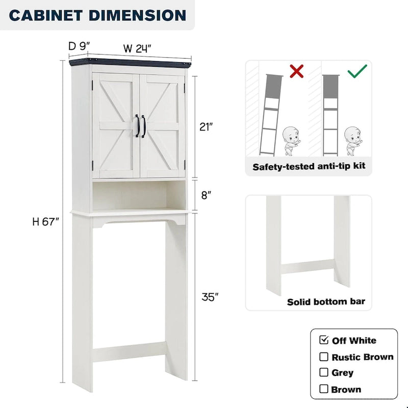 Farmhouse Over The Toilet Storage Cabinet, 67 Tall Bathroom Cabinet