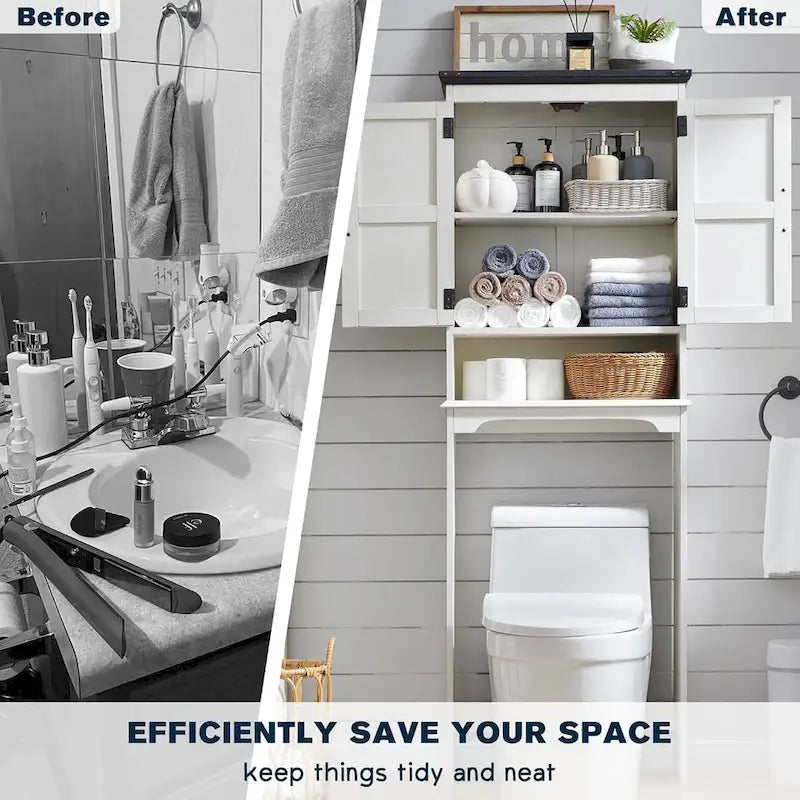 Farmhouse Over The Toilet Storage Cabinet, 67 Tall Bathroom Cabinet