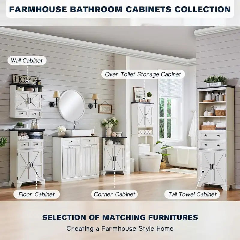 Farmhouse Over The Toilet Storage Cabinet, 67 Tall Bathroom Cabinet