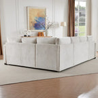 105.5 U-Shaped 5-Seater Sleeper Sofa with Pull-Out Bed and Storage Ottoman