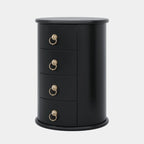 No Assembly Round Solid Wood End Table, Small Side Table with Drawers