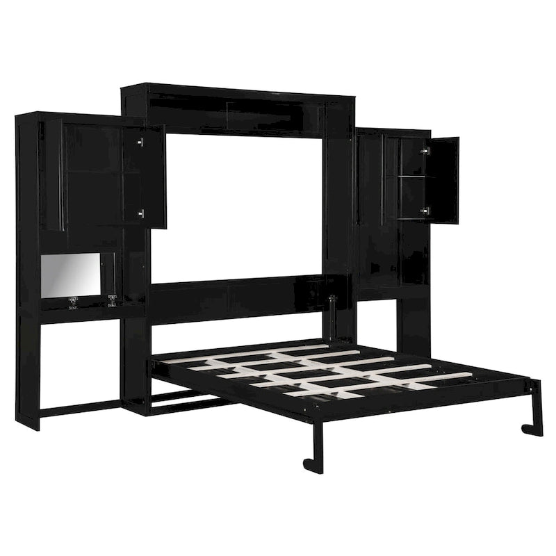 Queen Murphy Bed - Foldable Desk & Vanity, Wall Bed with Storage