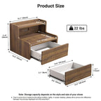 Anmytek Set of 2 Modern Floating Bedroom Nightstand with Storage Drawer and Open Shelf