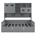 All-in-one Bookcase Captains Daybed with Hydraulic Storage Bed