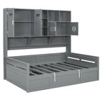 All-in-one Bookcase Captains Daybed with Hydraulic Storage Bed