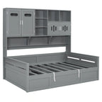 All-in-one Bookcase Captains Daybed with Hydraulic Storage Bed