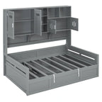 All-in-one Bookcase Captains Daybed with Hydraulic Storage Bed