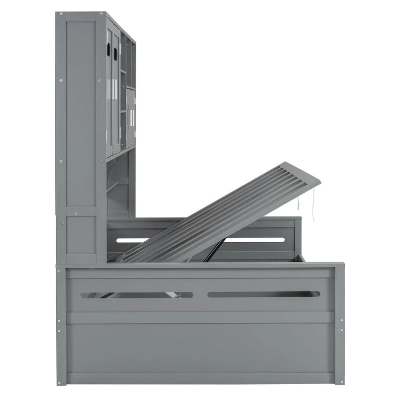 All-in-one Bookcase Captains Daybed with Hydraulic Storage Bed